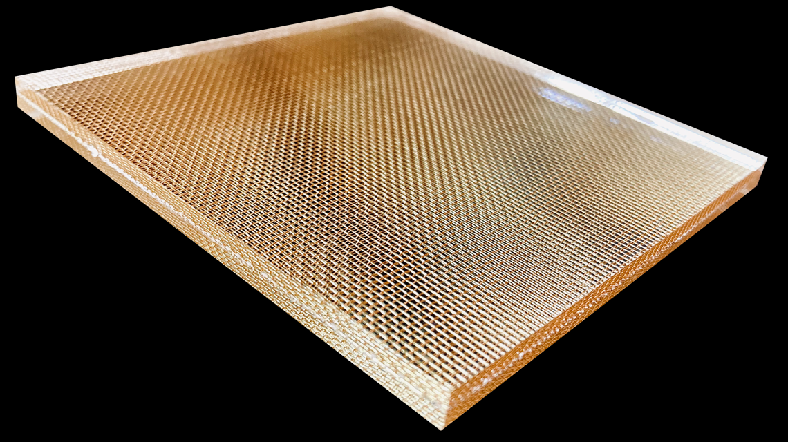 maille métallique architecture encapsulée plexi www.maillemetaldesign.fr